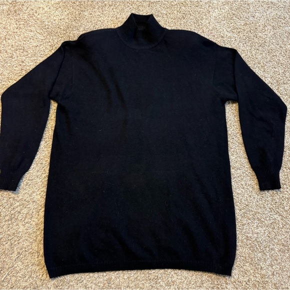 Vintage Liz Claiborne Lambswool Angora Rabbit Hair Mix Black Turtle Neck Sweater - Picture 1 of 8
